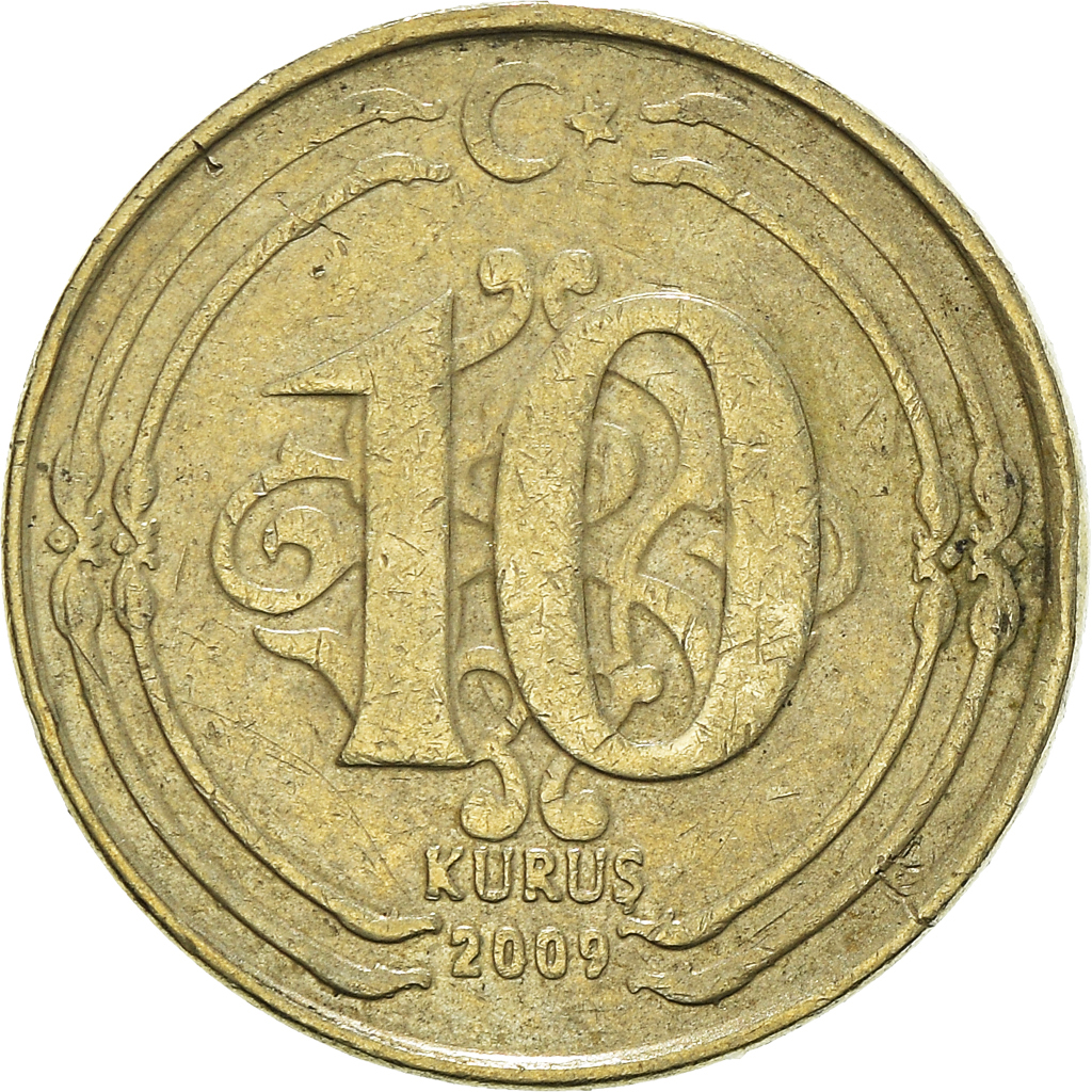 Moneda, Turquía, 10 Kurus, 2009