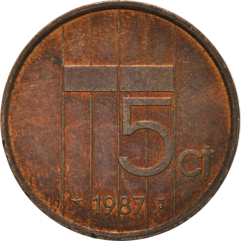 Moneda, Países Bajos, 5 Cents, 1987