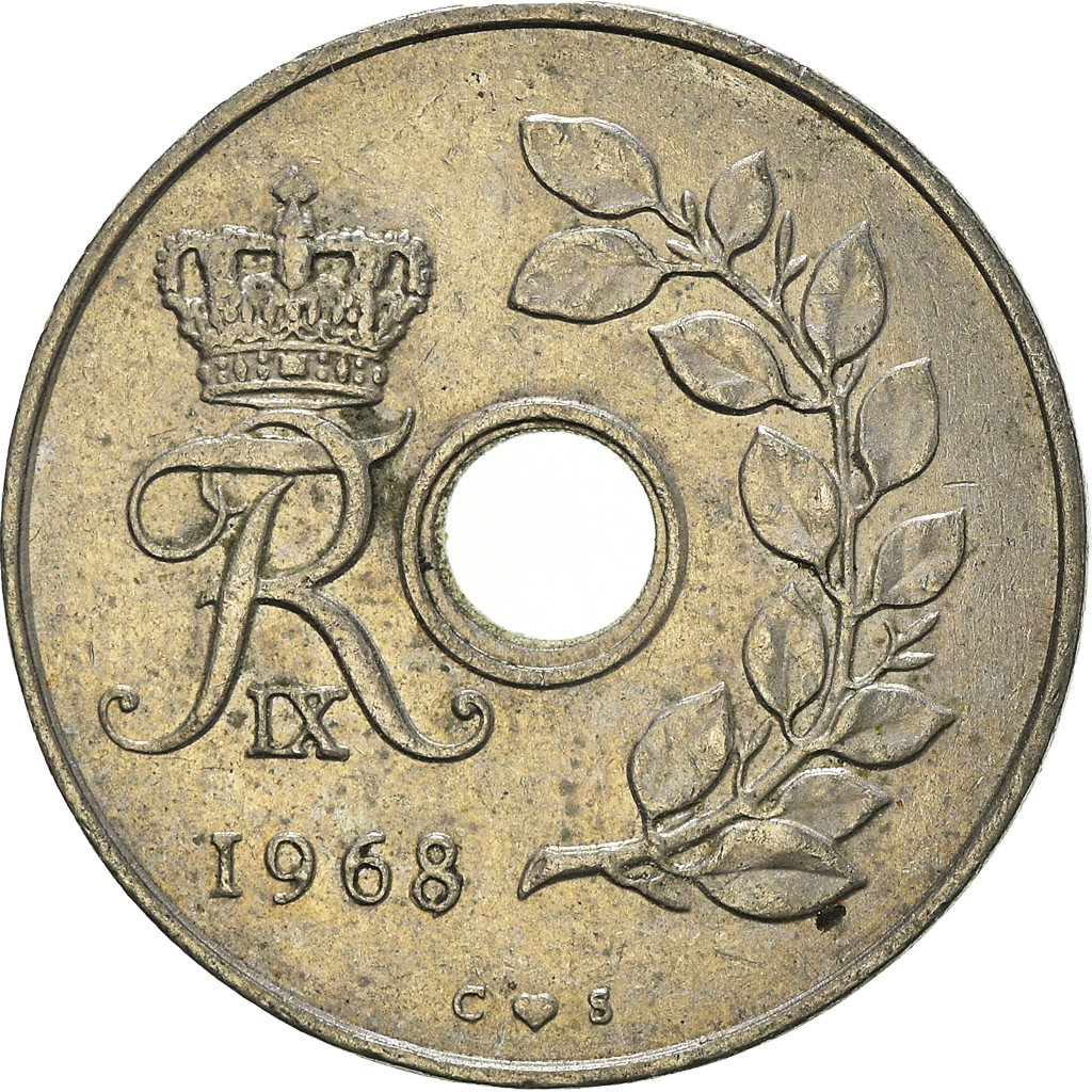 Moneda, Dinamarca, 25 Öre, 1968