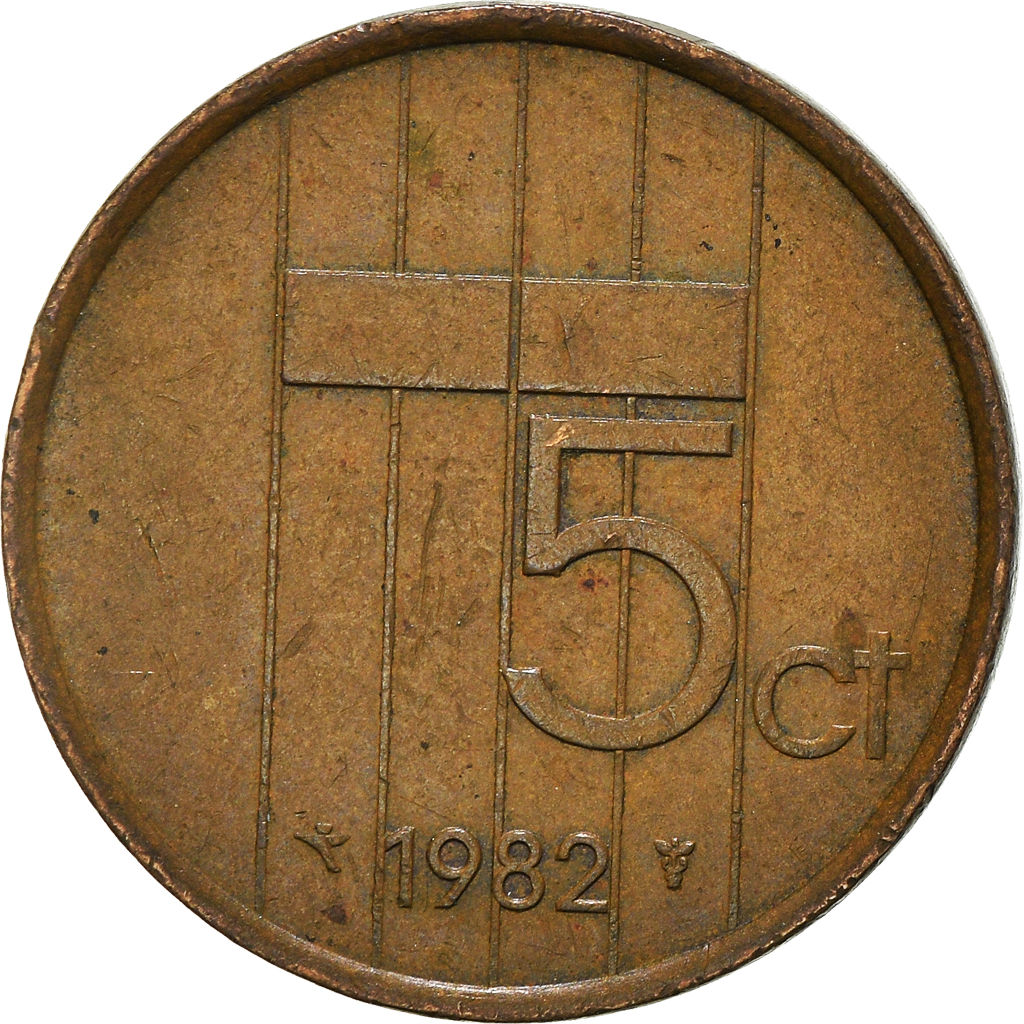 Moneda, Países Bajos, 5 Cents, 1982