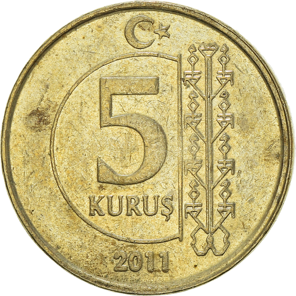 Moneda, Turquía, 5 Kurus, 2011