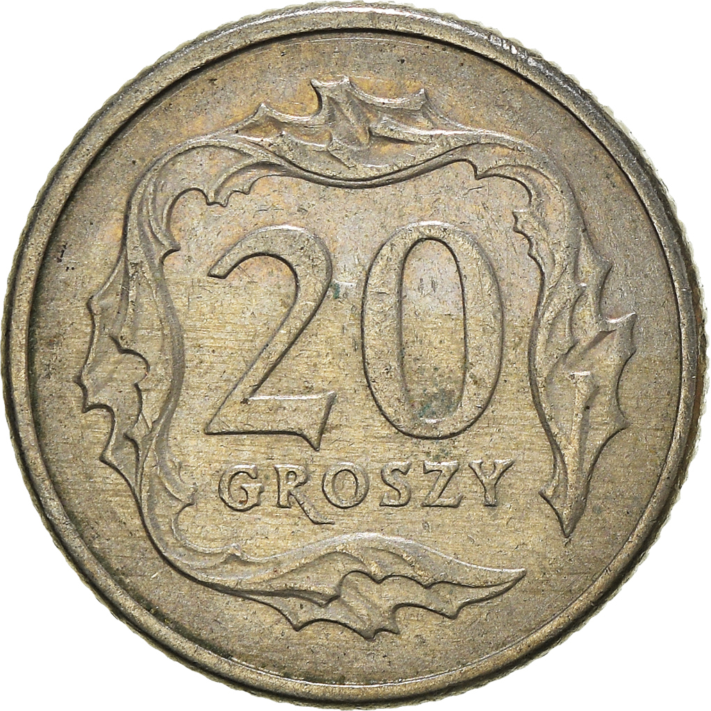 Moneda, Polonia, 20 Groszy, 1992