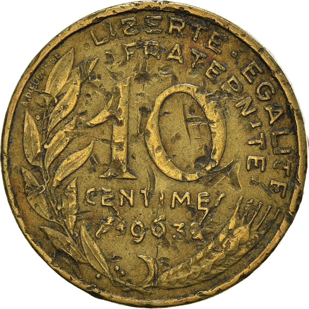 Moneda, Francia, 10 Centimes, 1963