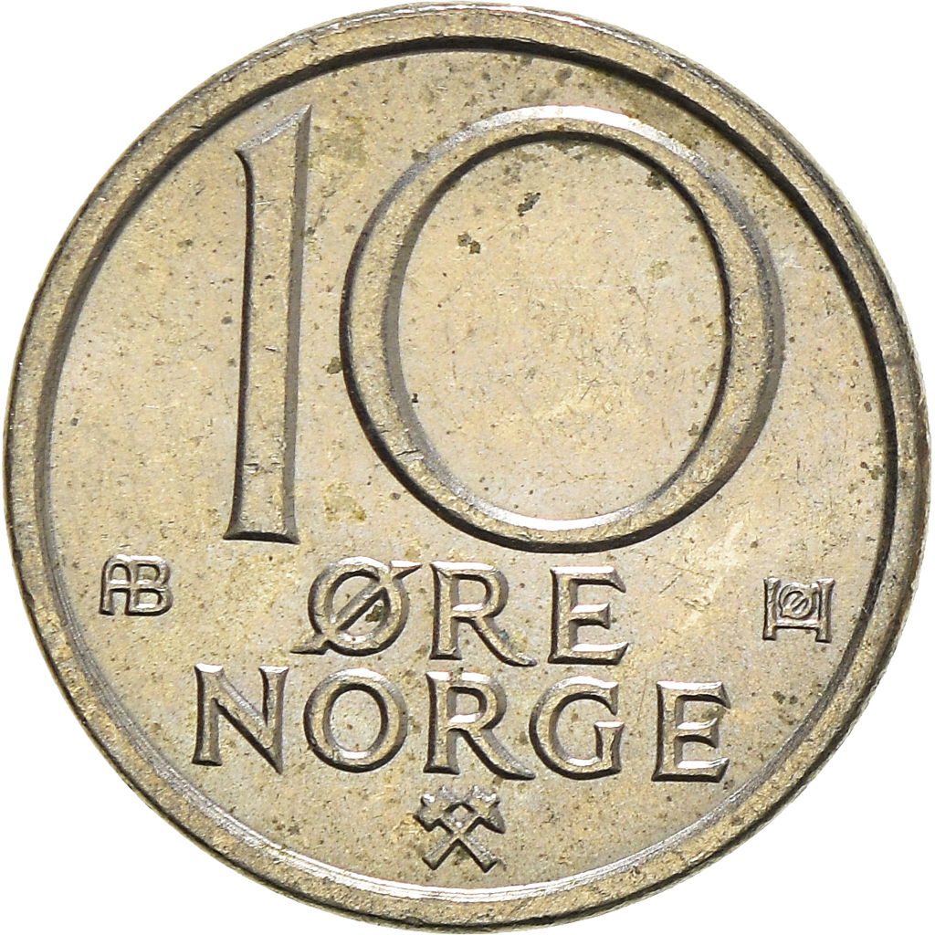 Moneda, Noruega, 10 Öre, 1976