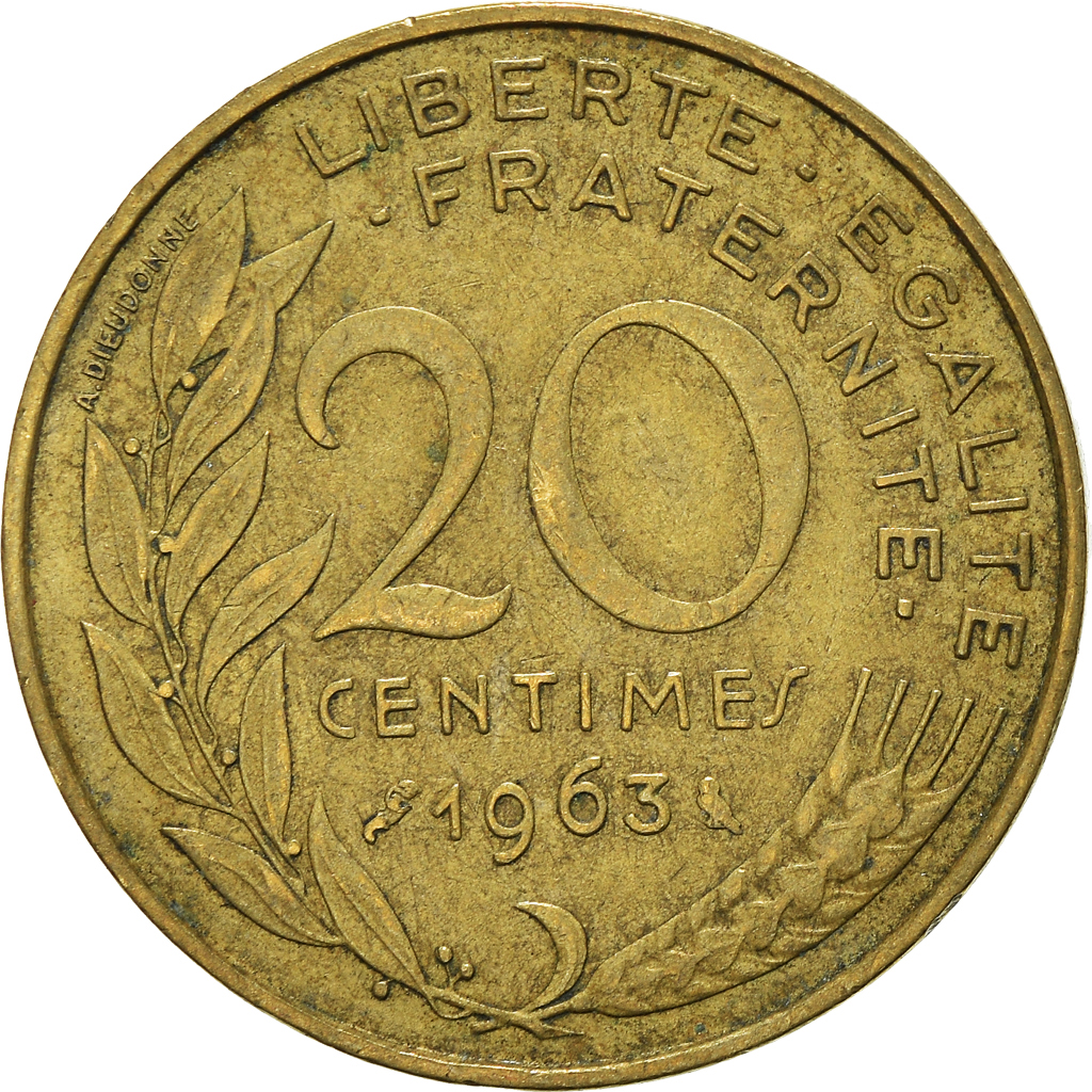 Moneda, Francia, 20 Centimes, 1963