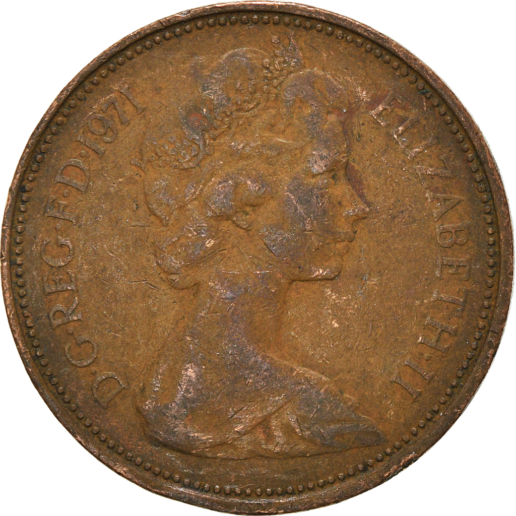 Moneda, Gran Bretaña, 2 New Pence, 1971
