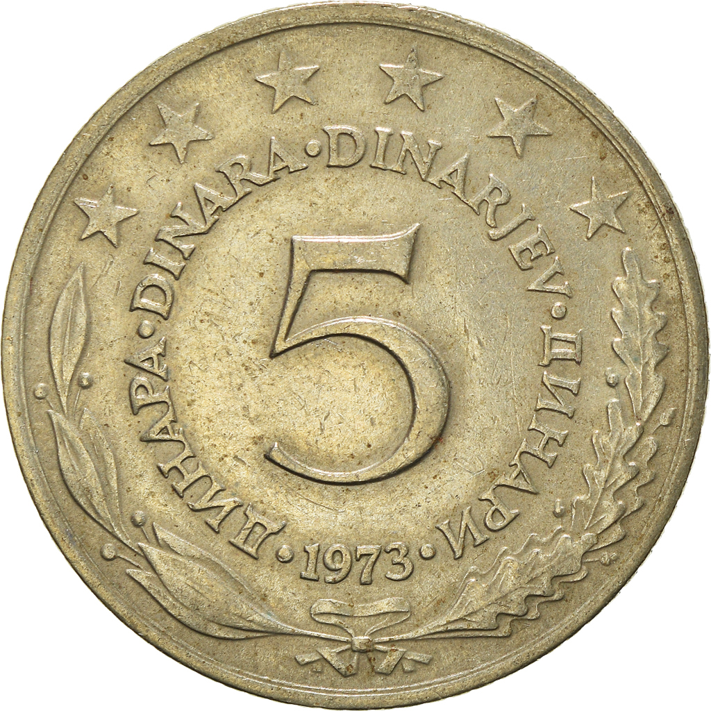 Moneda, Yugoslavia, 5 Dinara, 1973