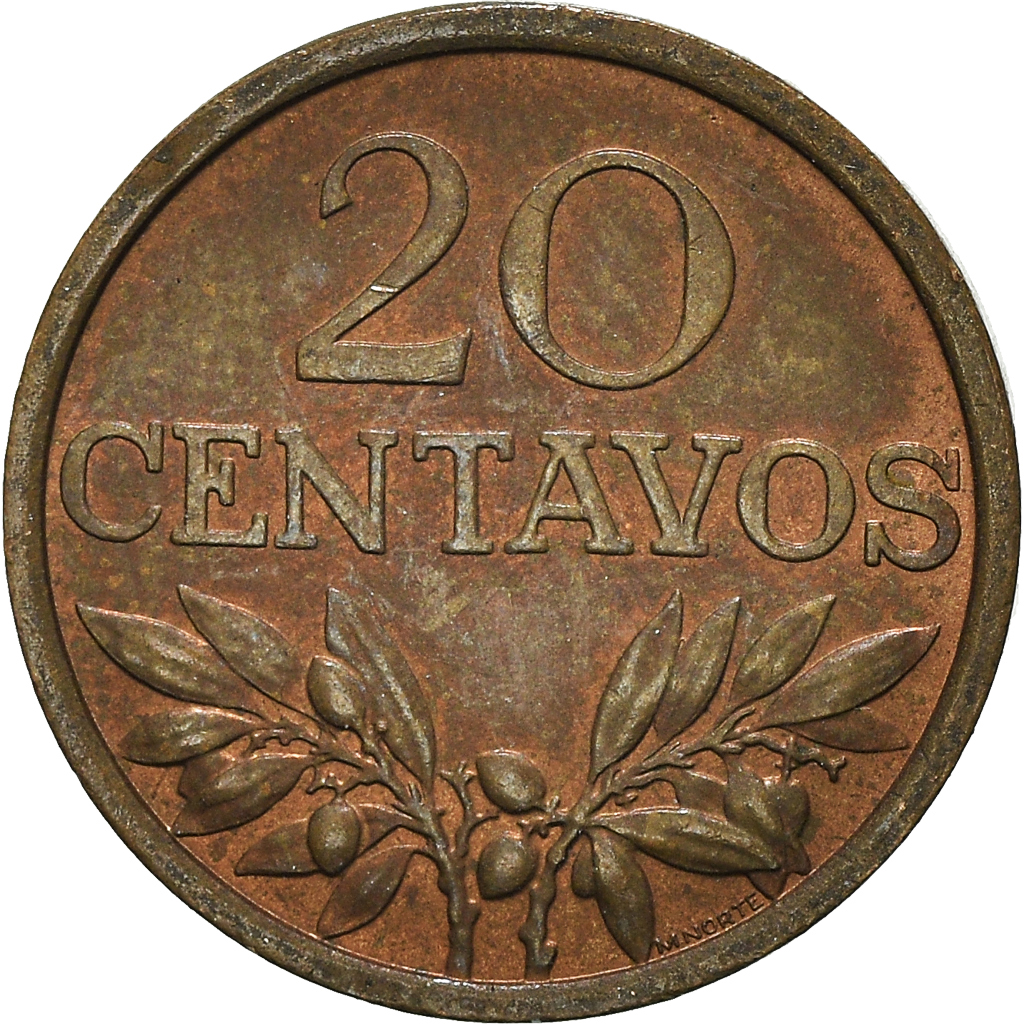 Moneda, Portugal, 20 Centavos, 1970