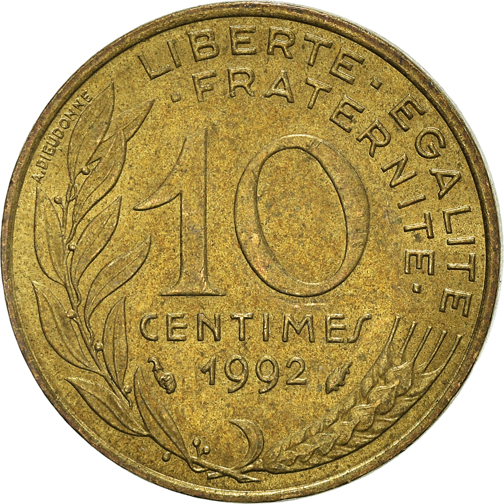 Moneda, Francia, 10 Centimes, 1992