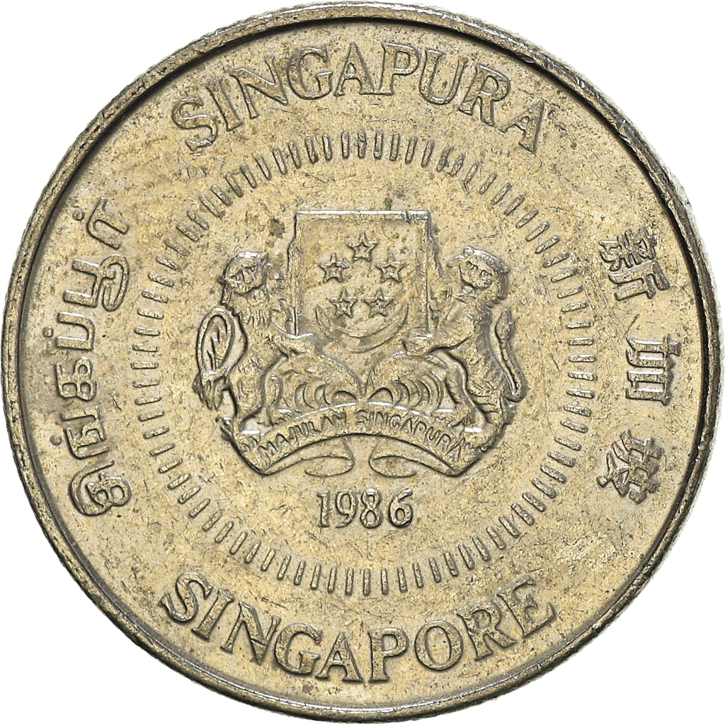 Moneda, Singapur, 10 Cents, 1986