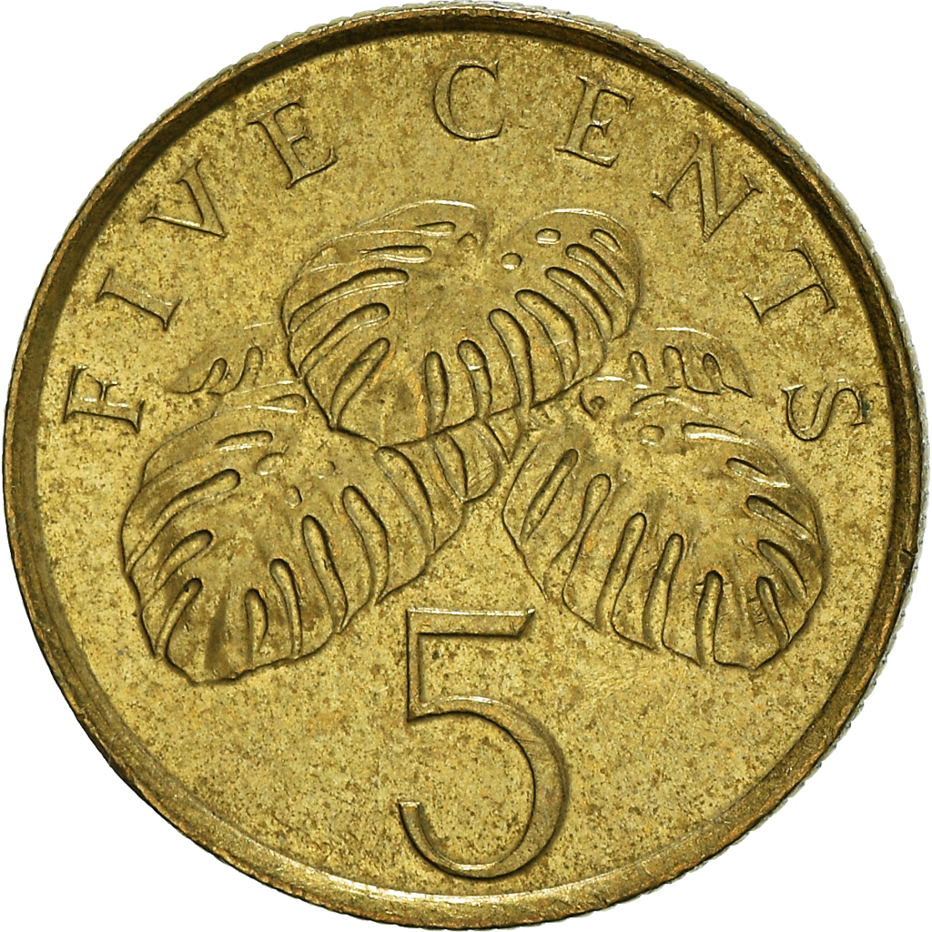 Moneda, Singapur, 5 Cents, 1995