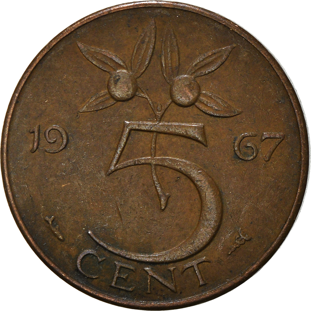 Moneda, Países Bajos, 5 Cents, 1967