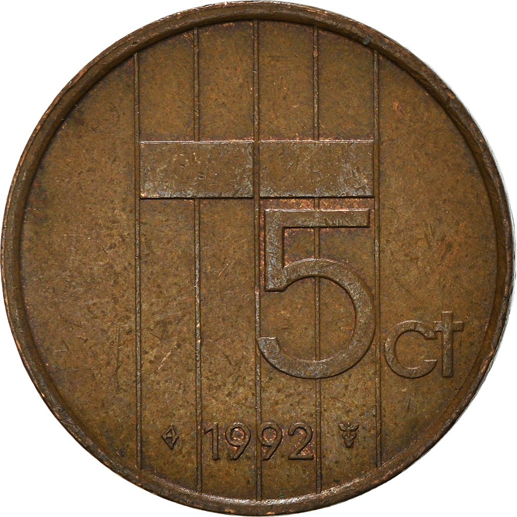 Moneda, Países Bajos, 5 Cents, 1992