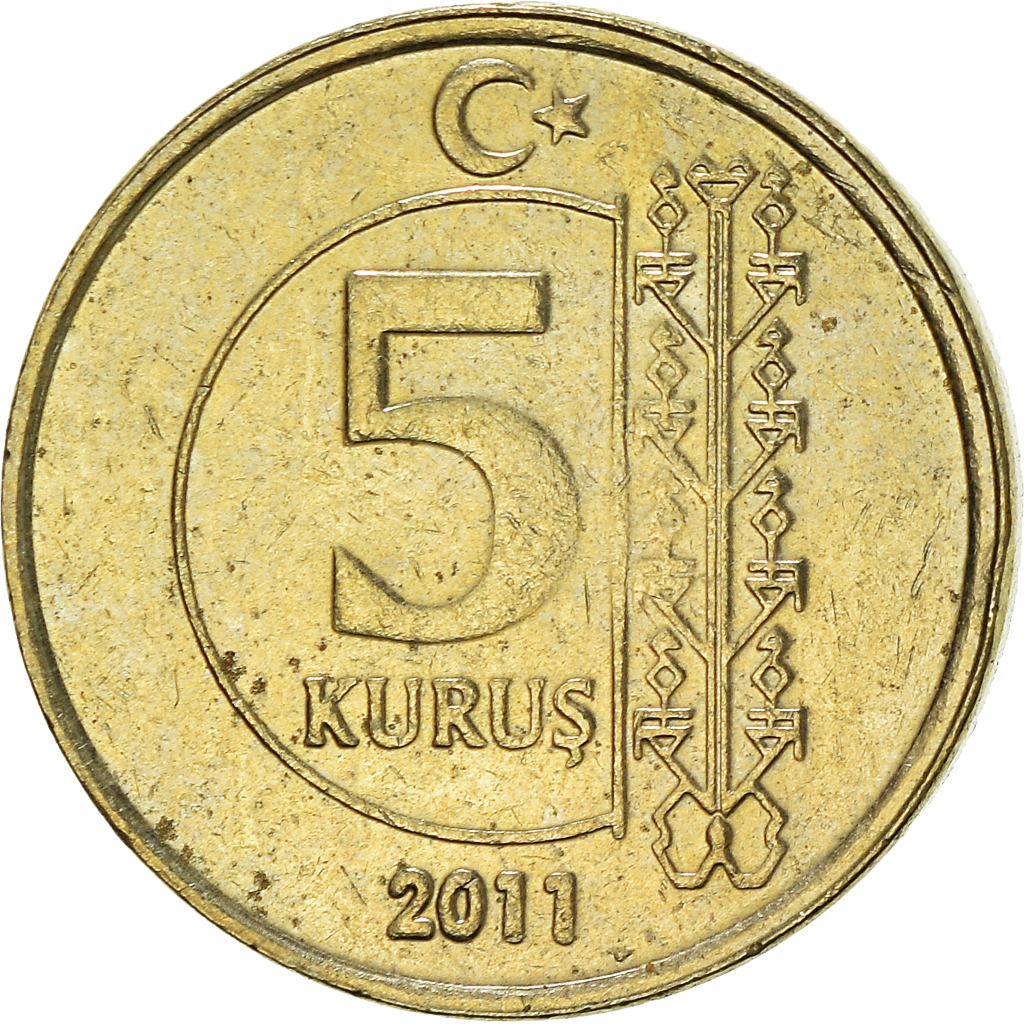Moneda, Turquía, 5 Kurus, 2011