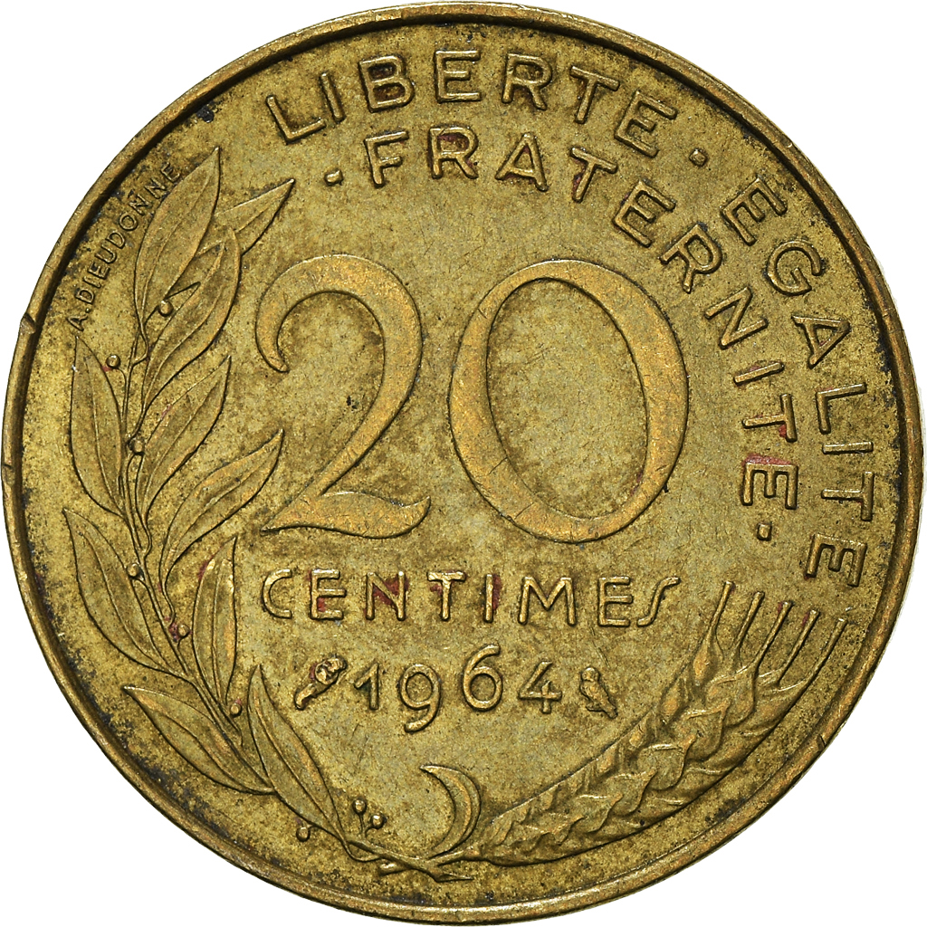 Moneda, Francia, 20 Centimes, 1964