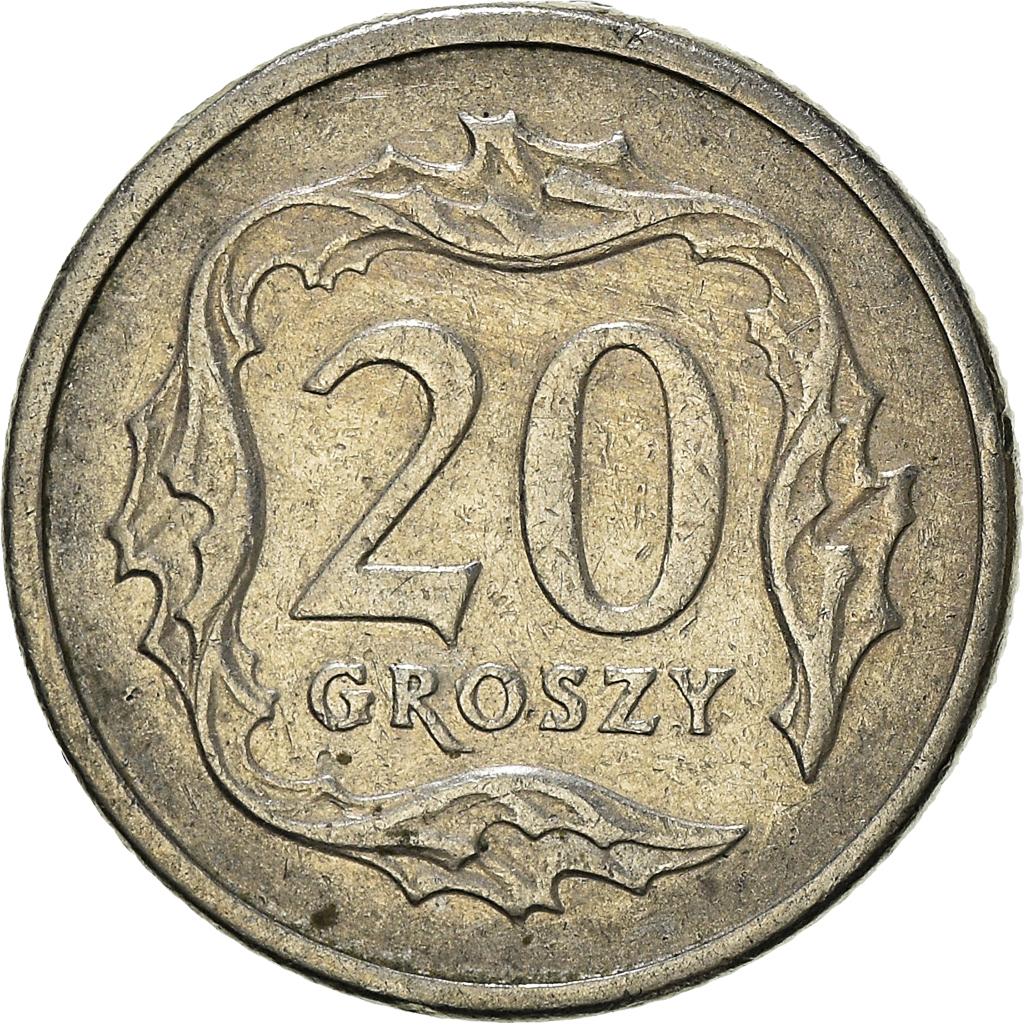 Moneda, Polonia, 20 Groszy, 1992