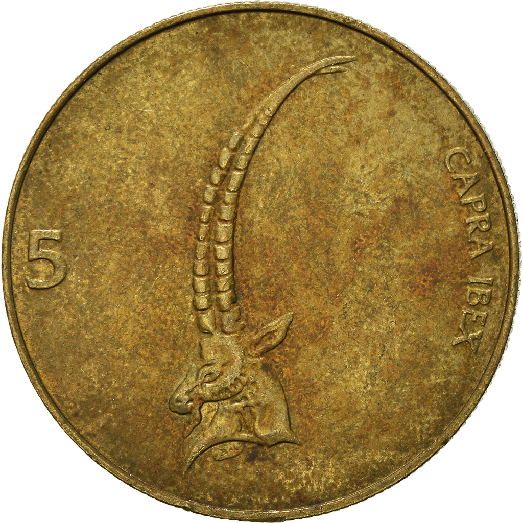 Moneda, Eslovenia, 5 Tolarjev, 1998