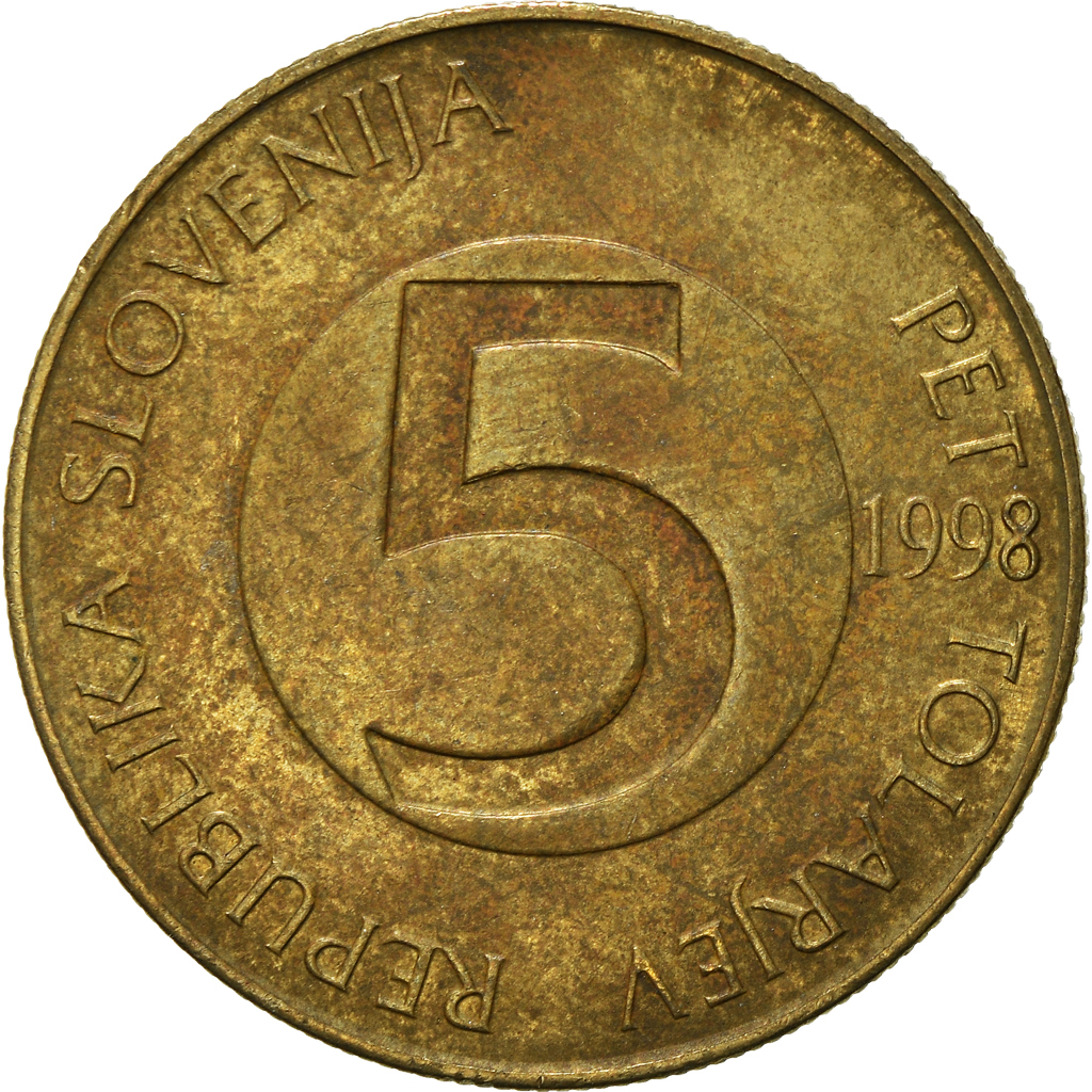 Moneda, Eslovenia, 5 Tolarjev, 1998