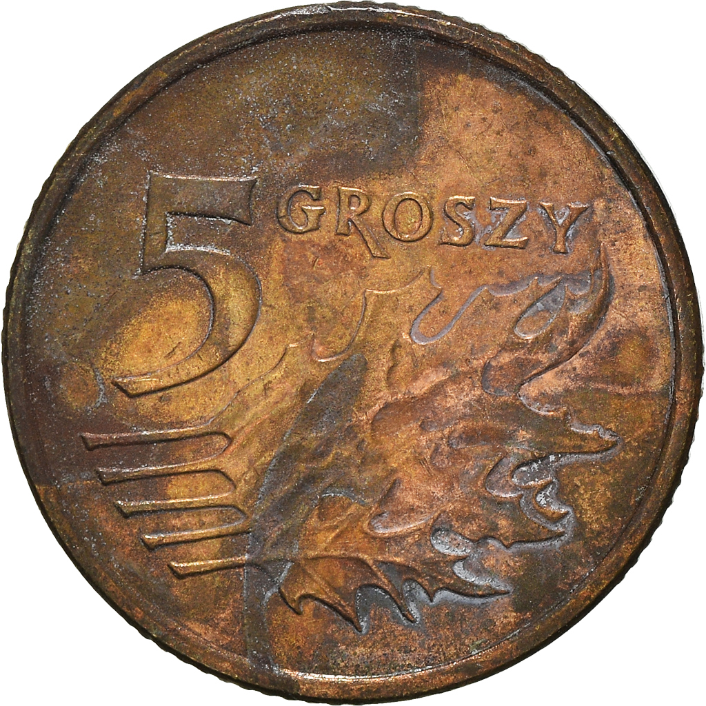 Moneda, Polonia, 5 Groszy, 2005