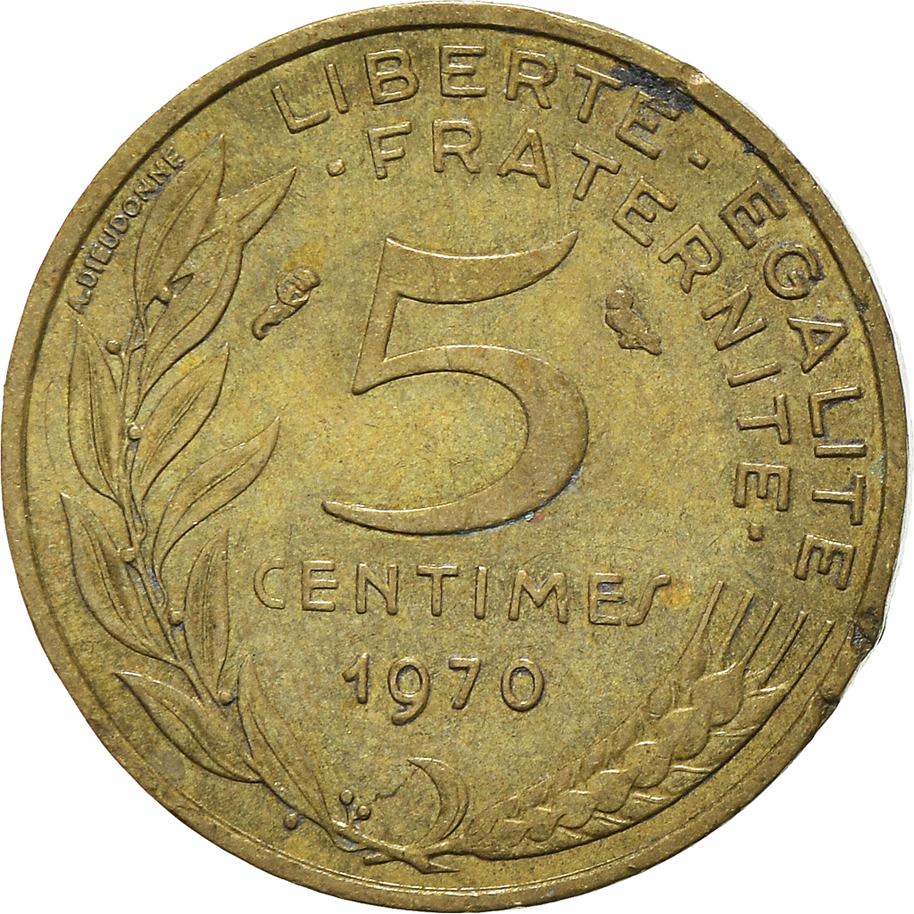 Moneda, Francia, 5 Centimes, 1970