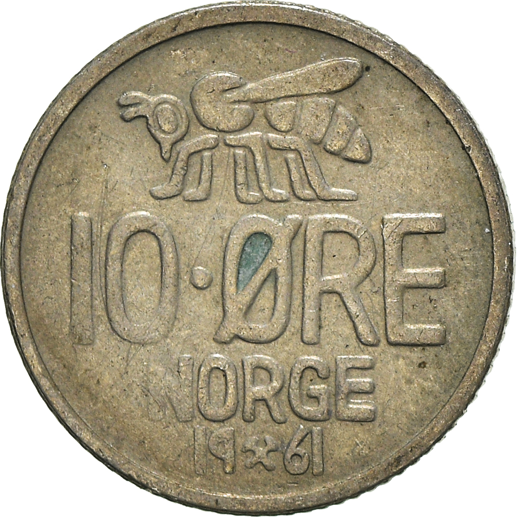 Moneda, Noruega, 10 Öre, 1961