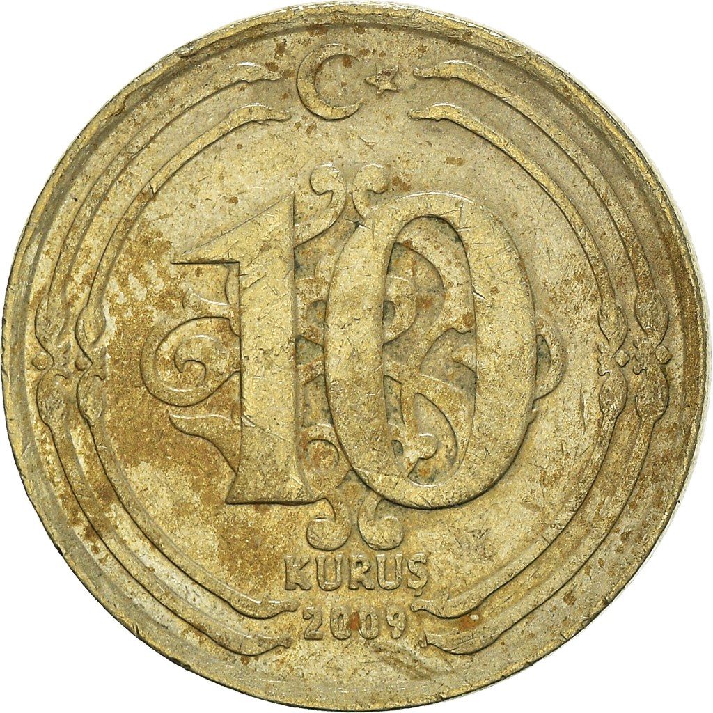 Moneda, Turquía, 10 Kurus, 2009