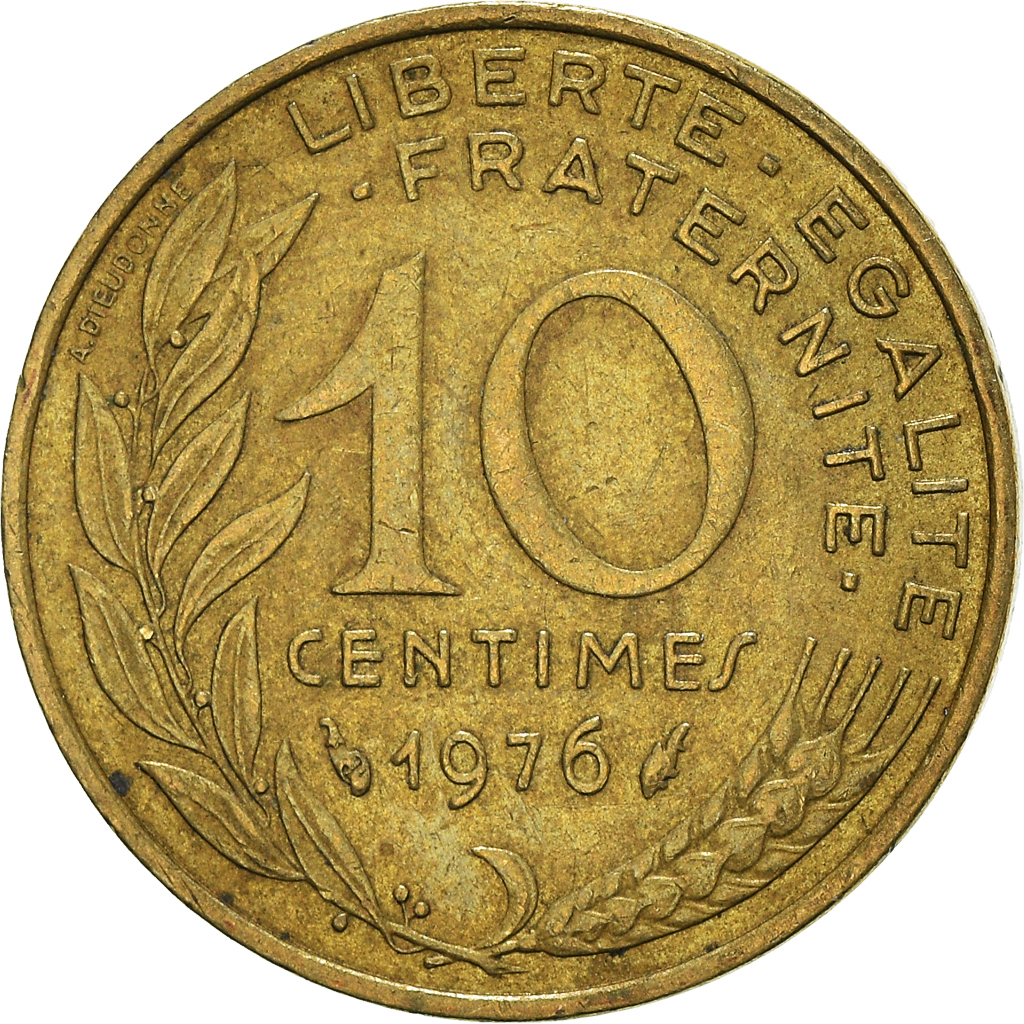 Moneda, Francia, 10 Centimes, 1976