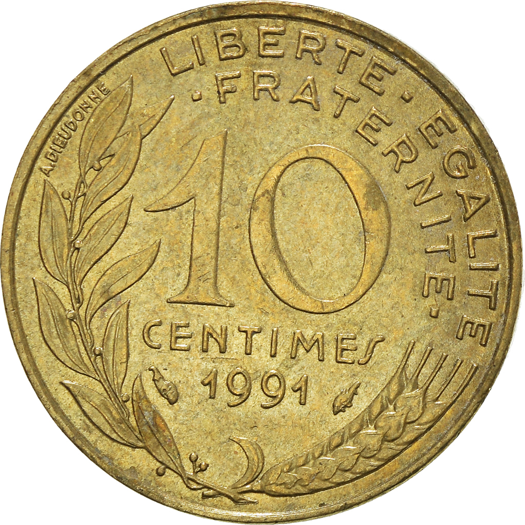 Moneda, Francia, 10 Centimes, 1991