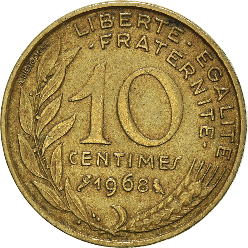 Moneda, Francia, 10 Centimes, 1968
