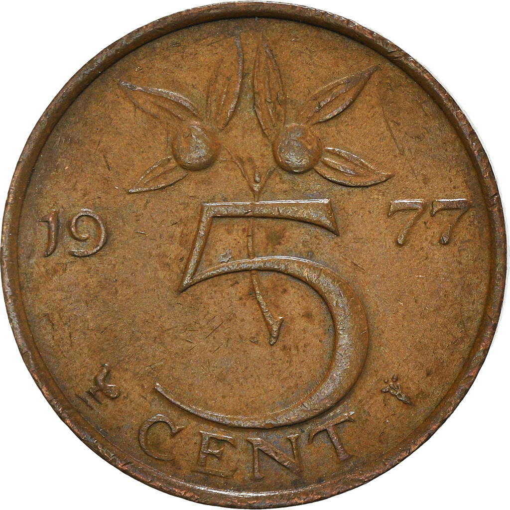 Moneda, Países Bajos, 5 Cents, 1977