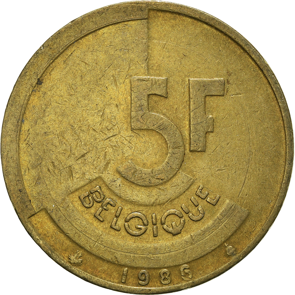 Moneda, Bélgica, 5 Francs, 5 Frank, 1986