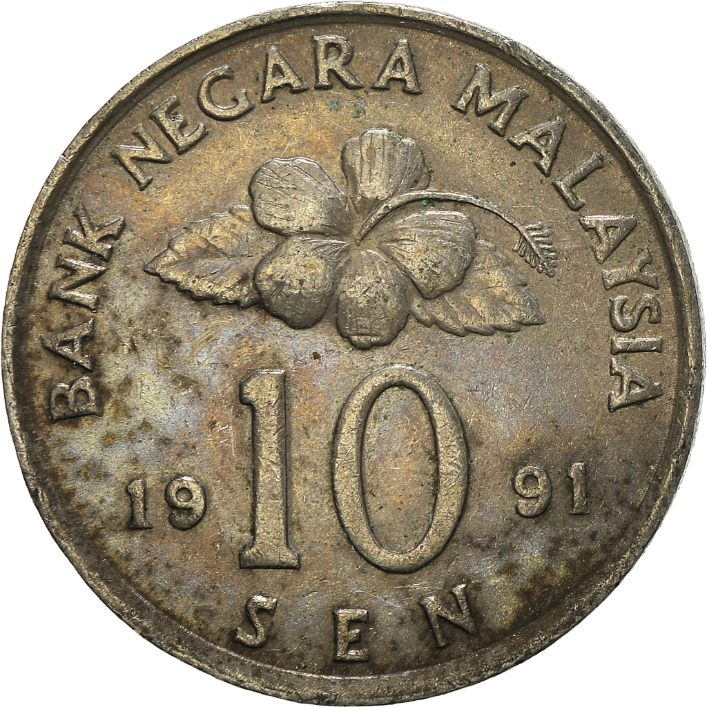Moneda, Malasia, 10 Sen, 1991