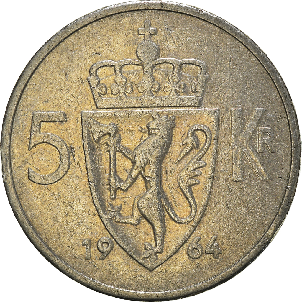 Moneda, Noruega, 5 Kroner, 1964