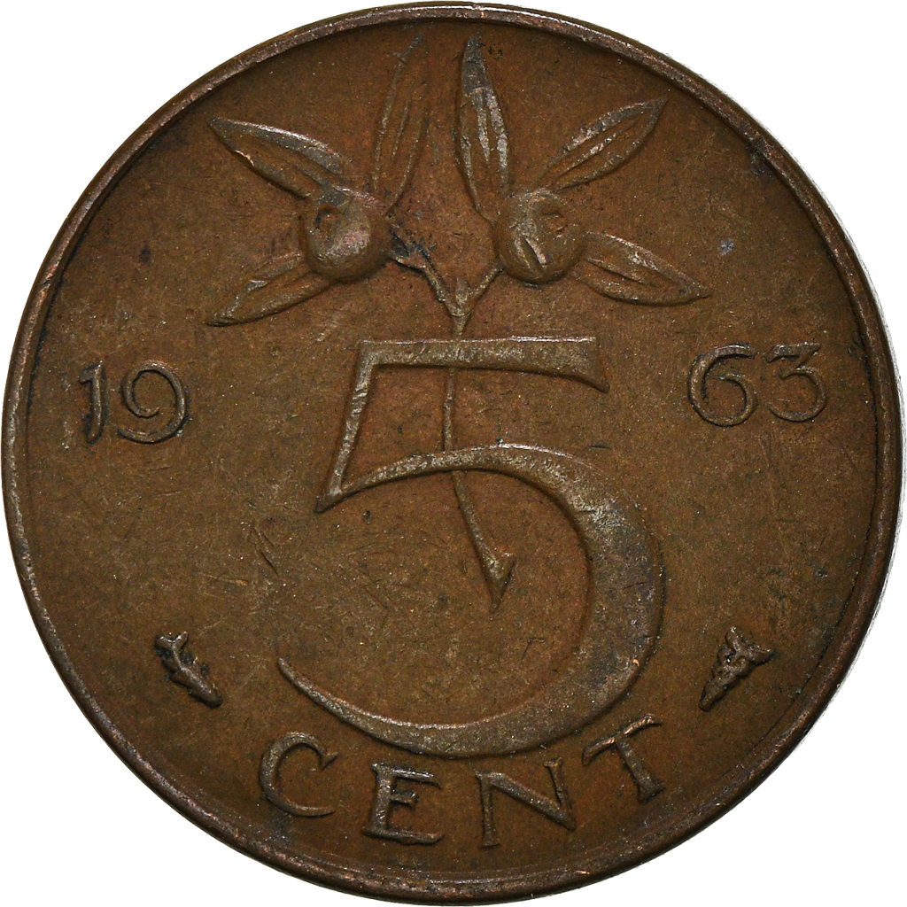 Moneda, Países Bajos, 5 Cents, 1963