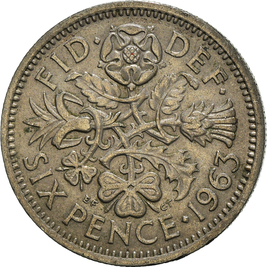 Moneda, Gran Bretaña, 6 Pence, 1963