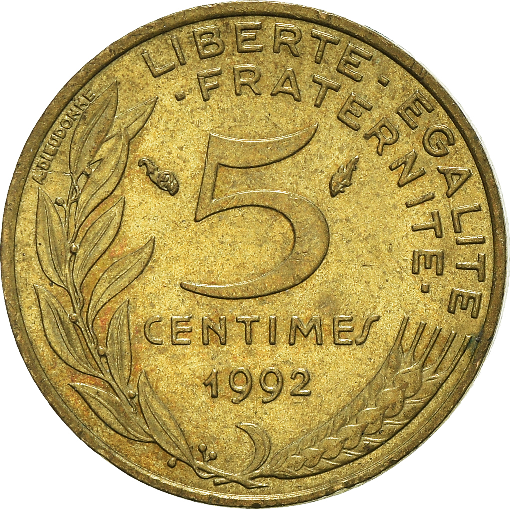 Moneda, Francia, 5 Centimes, 1992