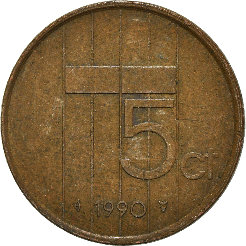 Moneda, Países Bajos, 5 Cents, 1990