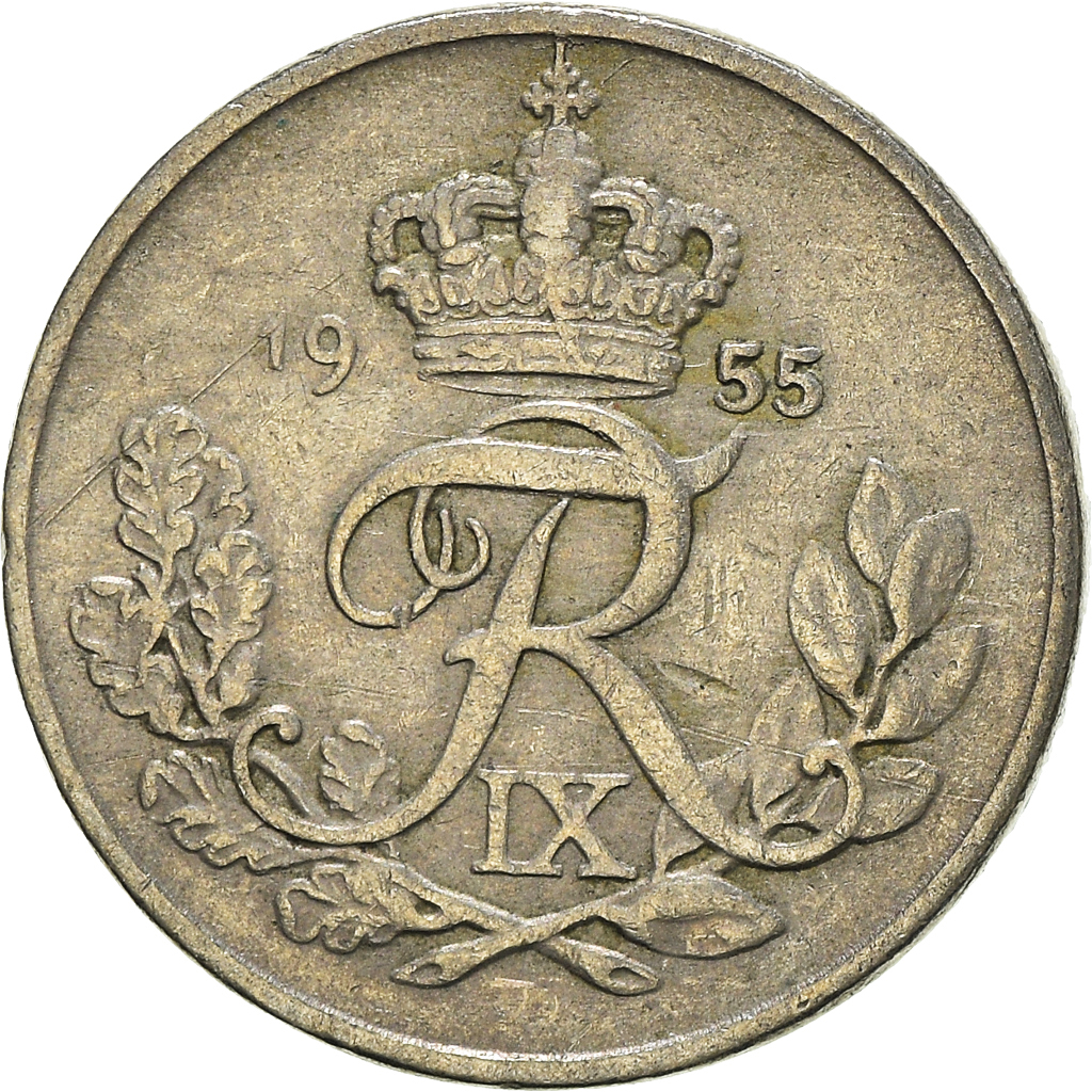 Moneda, Dinamarca, 10 Öre, 1955