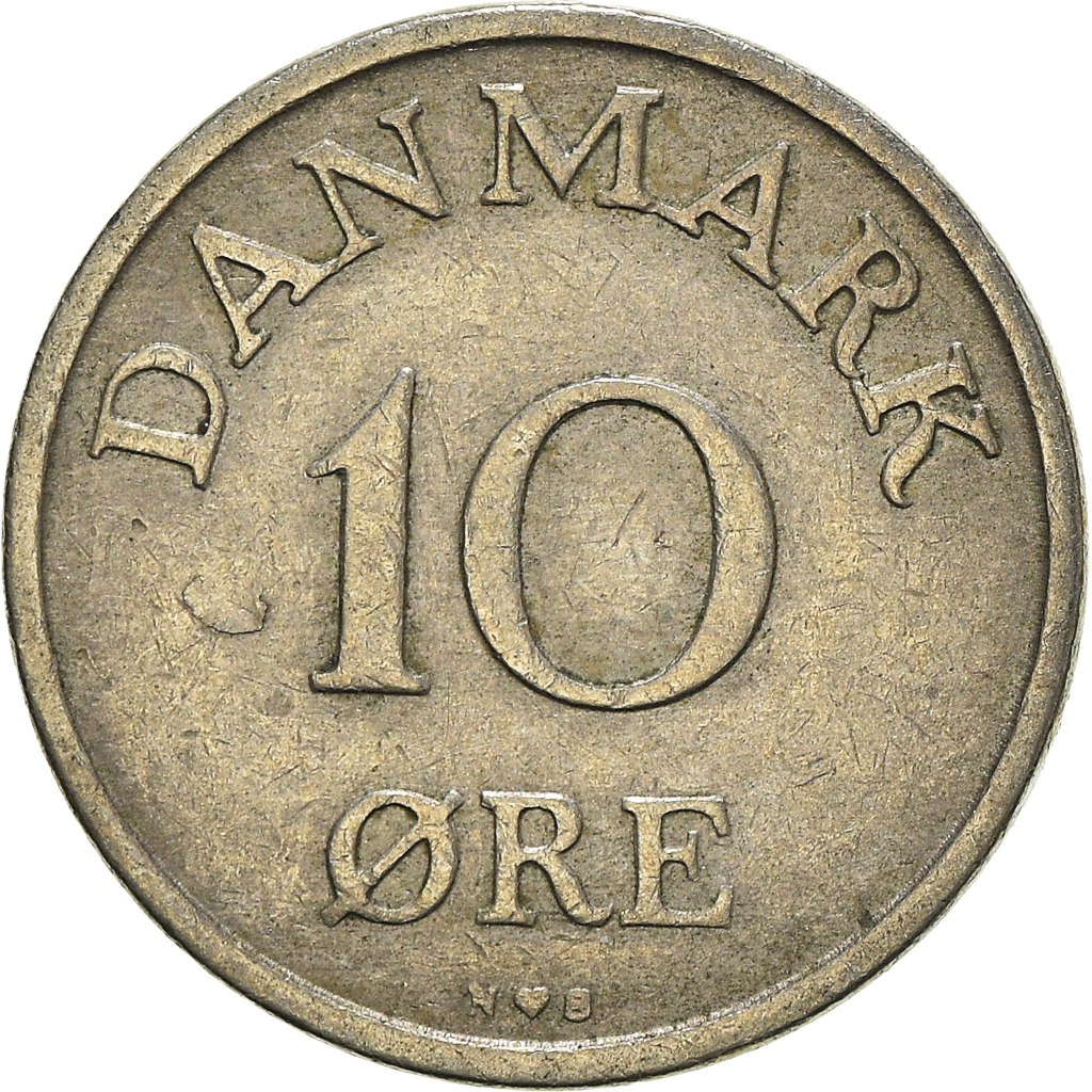 Moneda, Dinamarca, 10 Öre, 1955