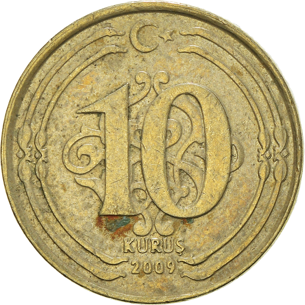 Moneda, Turquía, 10 Kurus, 2009