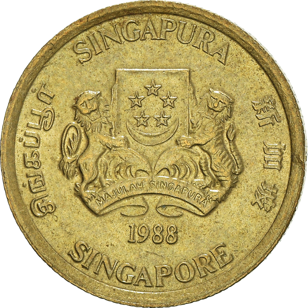Moneda, Singapur, 5 Cents, 1988