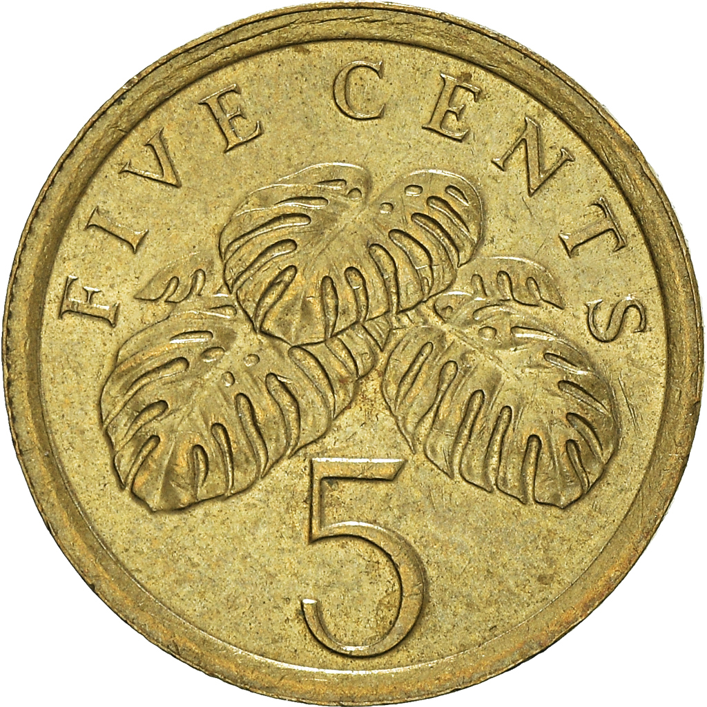 Moneda, Singapur, 5 Cents, 1988