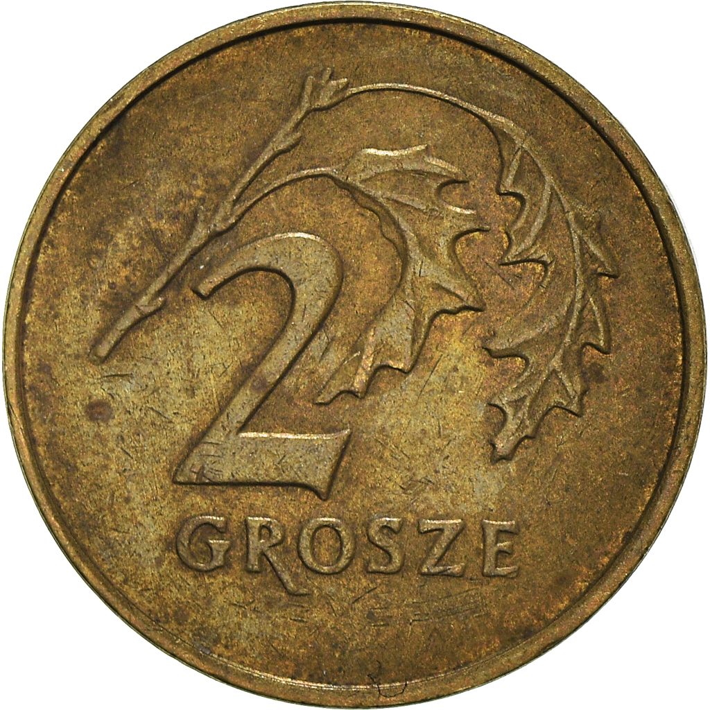 Moneda, Polonia, 2 Grosze, 1992