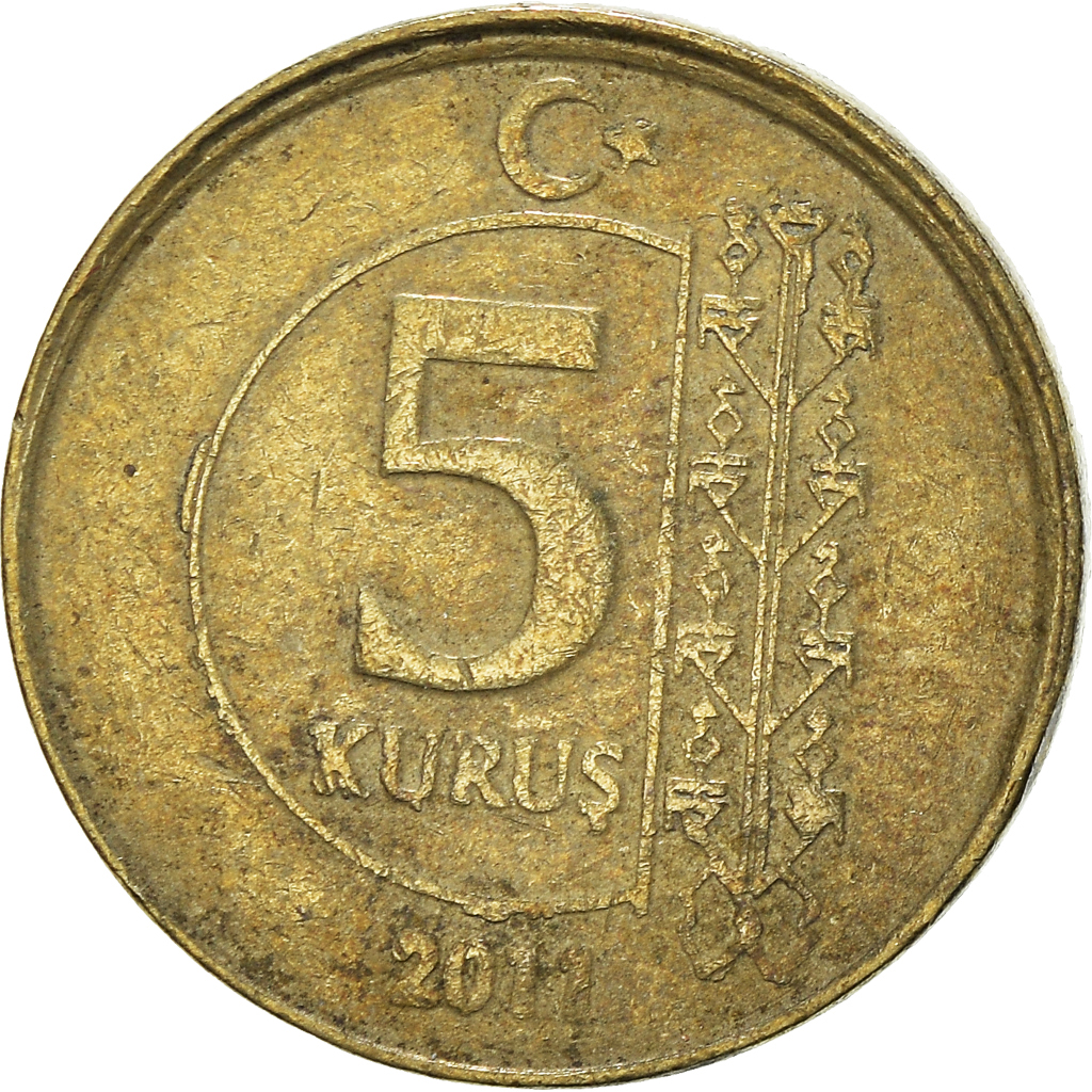 Moneda, Turquía, 5 Kurus, 2011