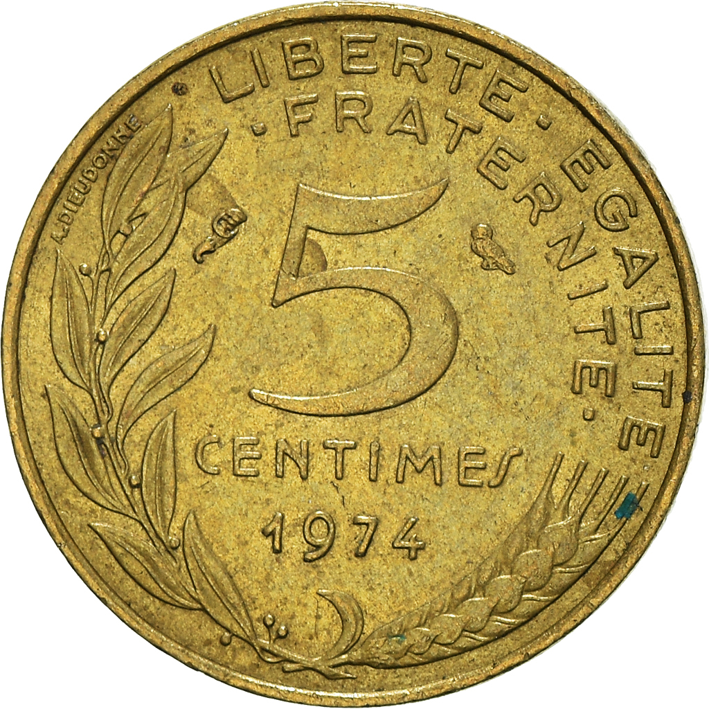 Moneda, Francia, 5 Centimes, 1974