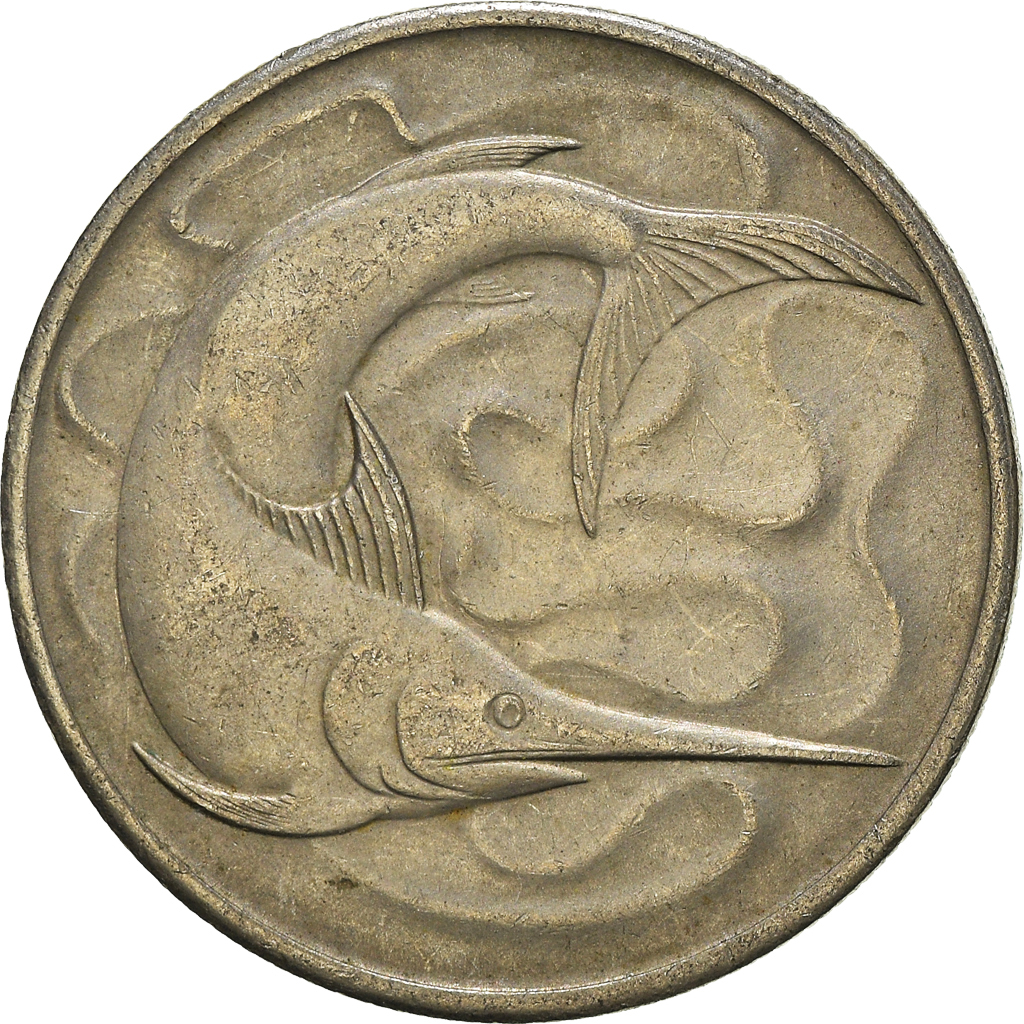 Moneda, Singapur, 20 Cents, 1968