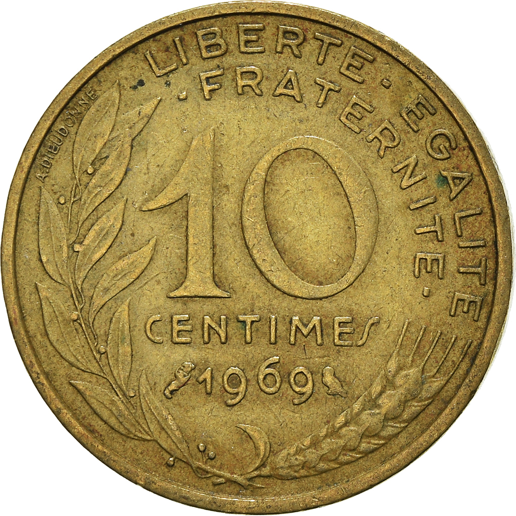 Moneda, Francia, 10 Centimes, 1969