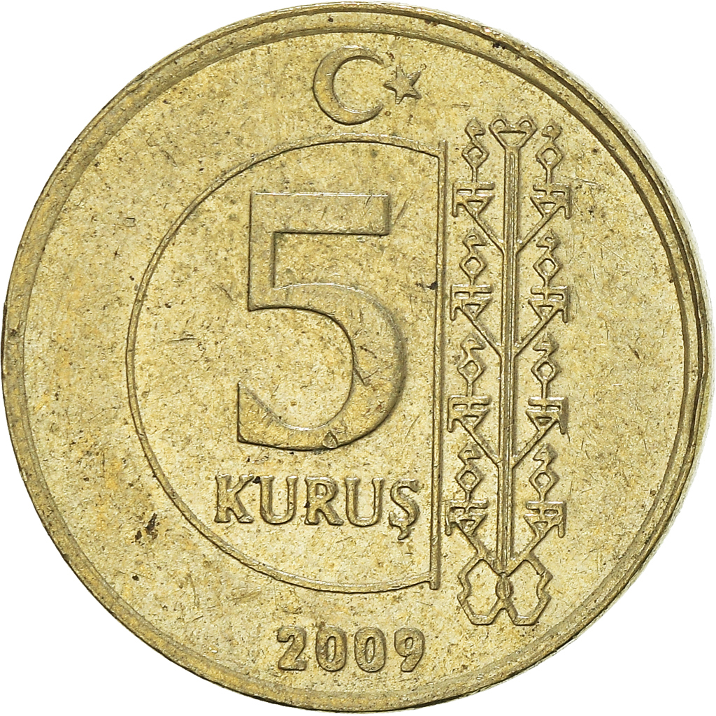 Moneda, Turquía, 5 Kurus, 2009
