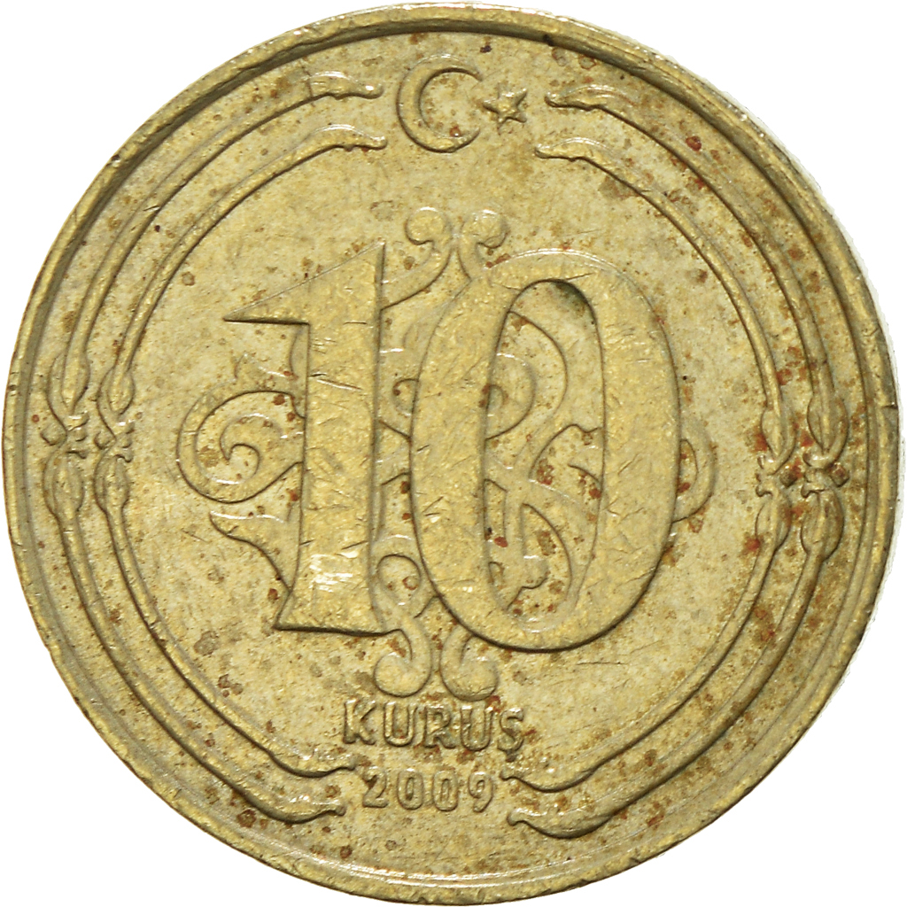 Moneda, Turquía, 10 Kurus, 2009