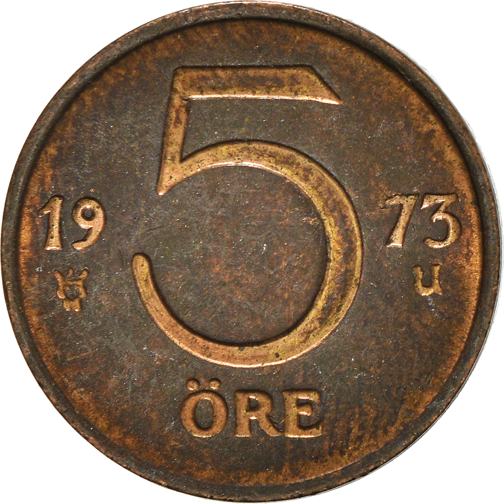 Moneda, Suecia, 5 Öre, 1973